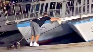 Trying to get on the boat went horribly wrong...